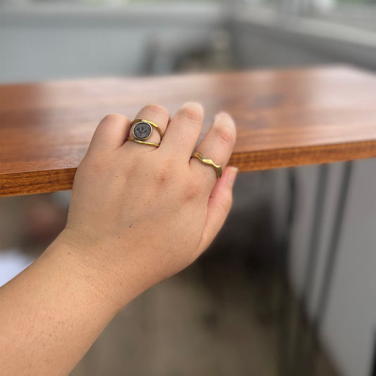 Intaglio Obsidian Ring