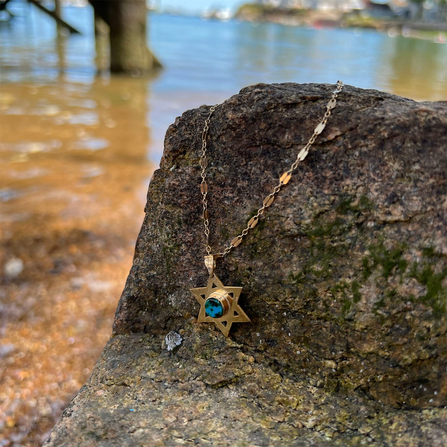 Chrysocolla Magen David Necklace