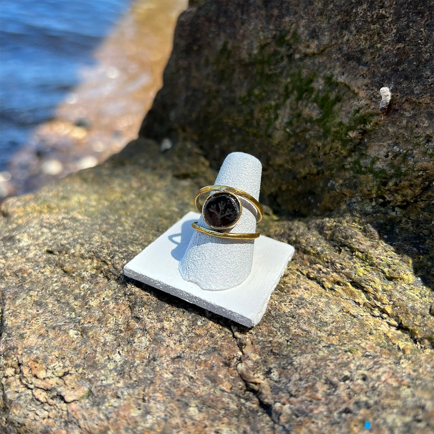 Intaglio Obsidian Ring