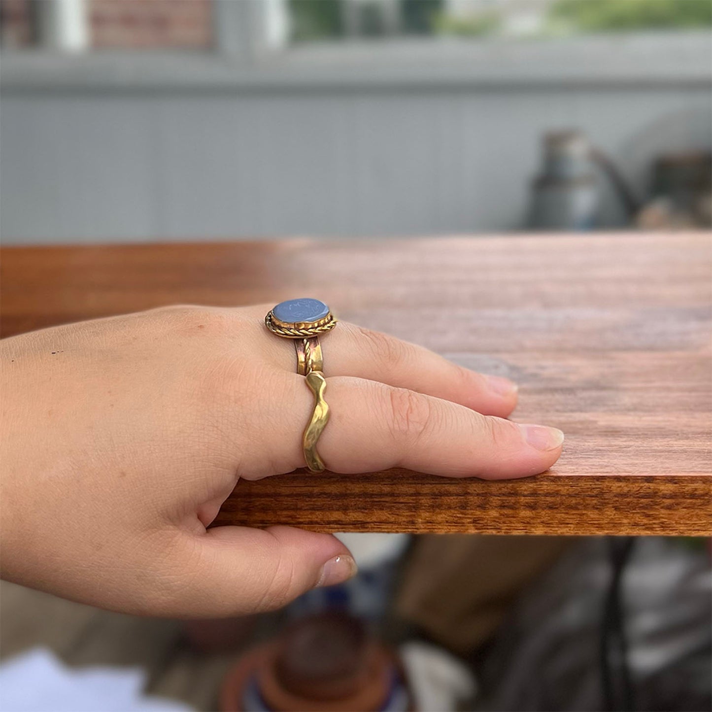 Portrait Intaglio Chalcedony Ring