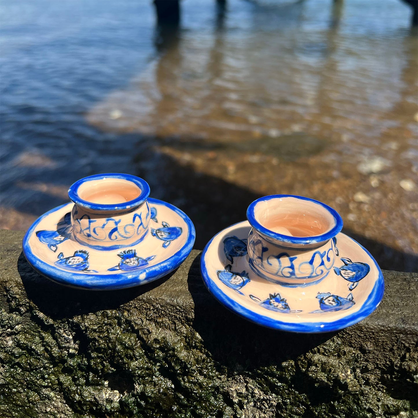 Blue Pomegranate Candle Holder