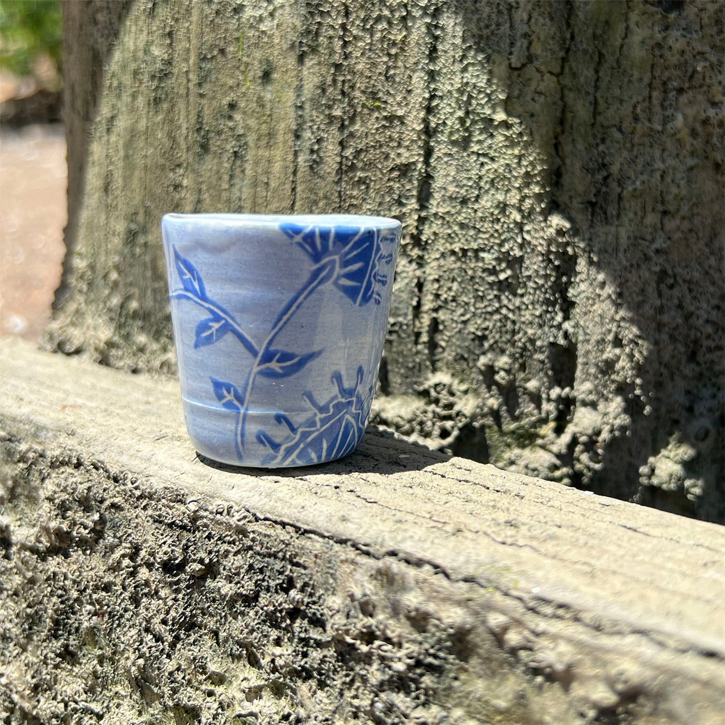 Blue Sgraffito Shot Glass