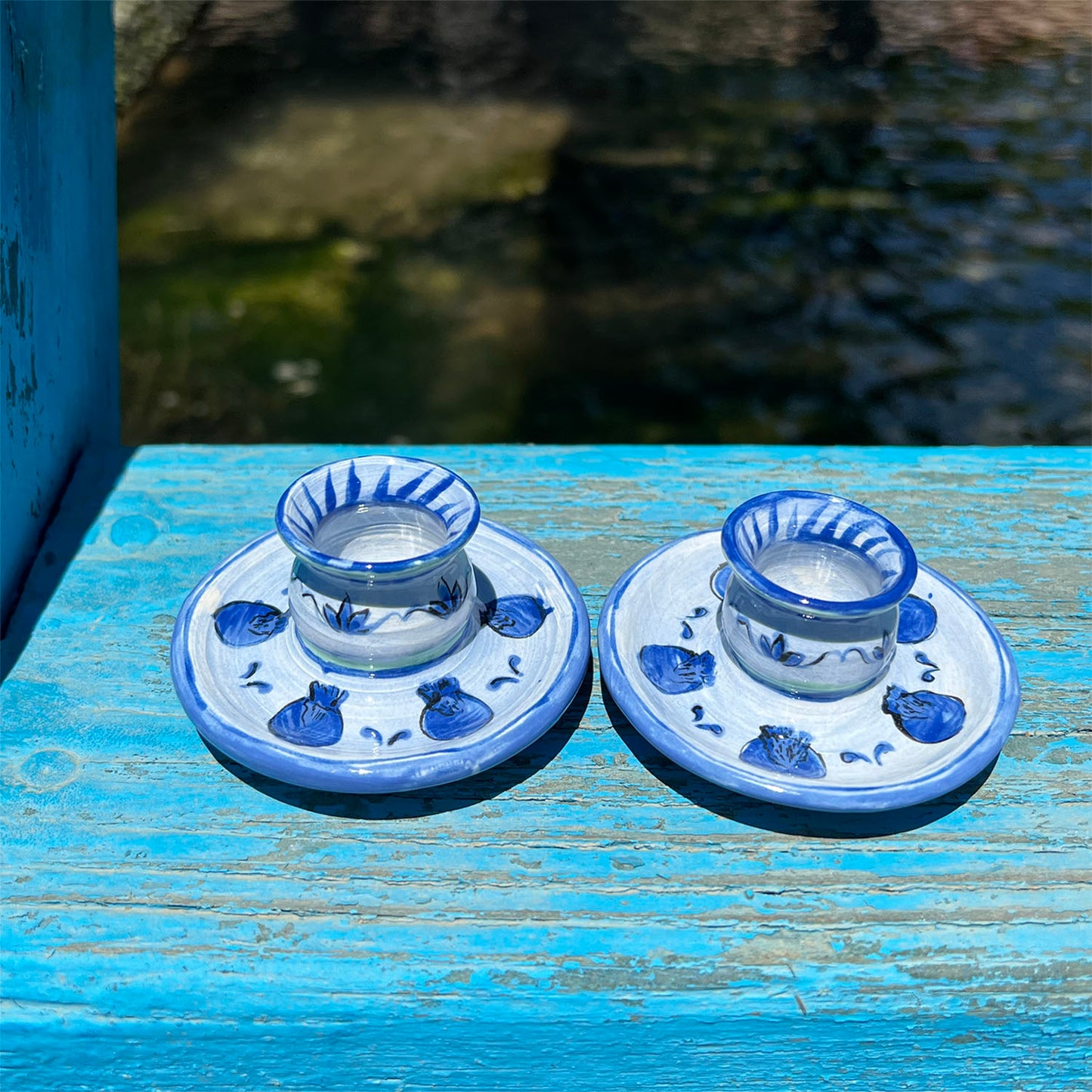 Blue/Blue Pomegranate Candle Holder