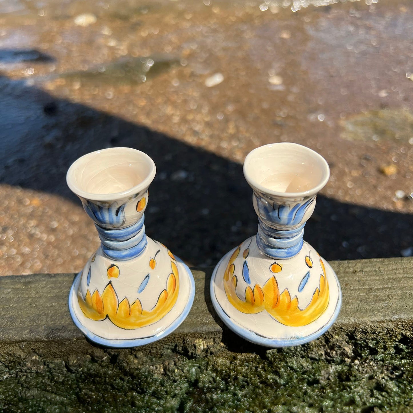 Blue/Yellow Candle Holder (2)