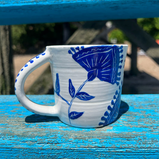 Blue Sgraffito Mug