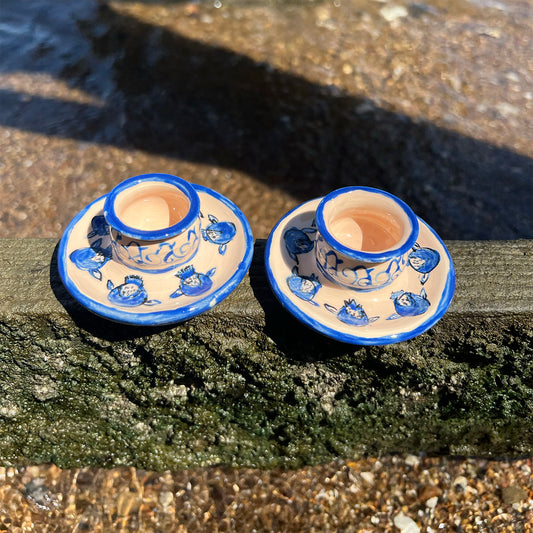 Blue Pomegranate Candle Holder